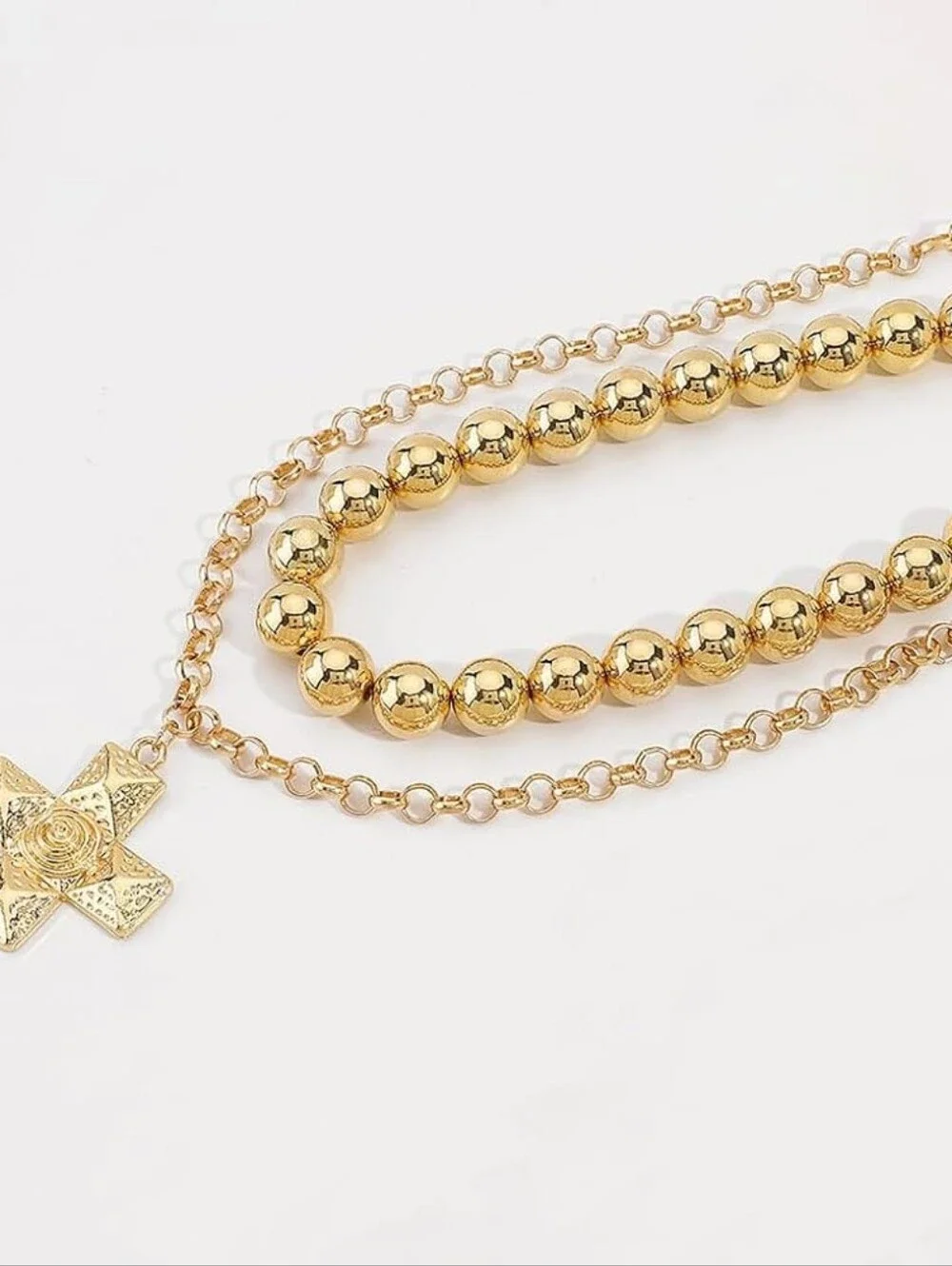 Chunky Cross Choker Necklace Layered